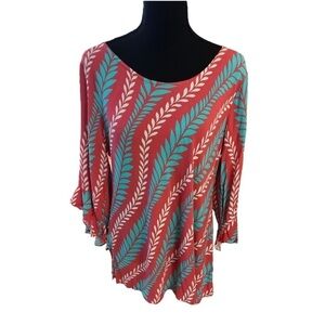 Escapada Living Palm Leaf Print Tunic Top L